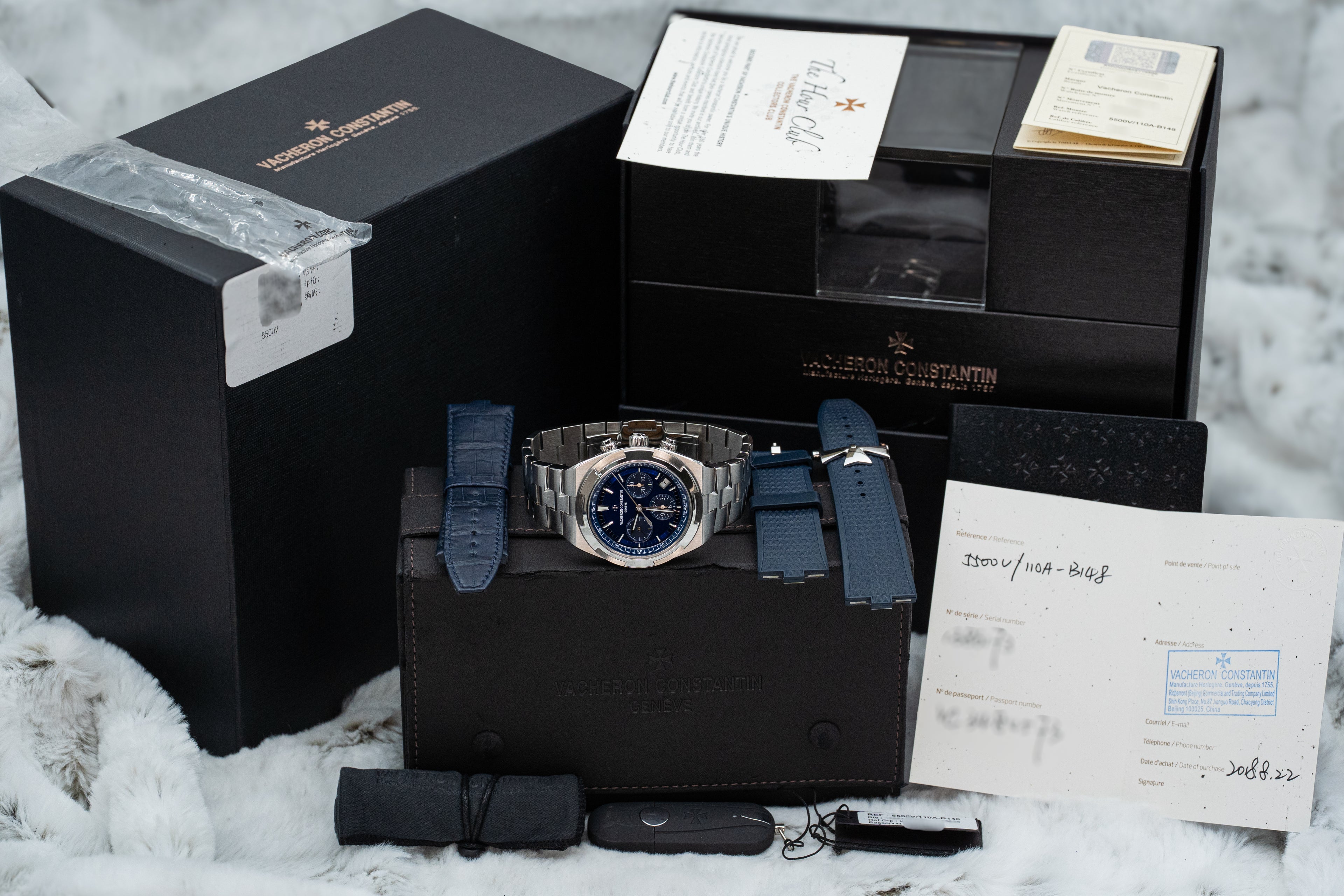 2018 Vacheron Constantin 5500V Chronograph Blue Dial Stainless Steel Full Set