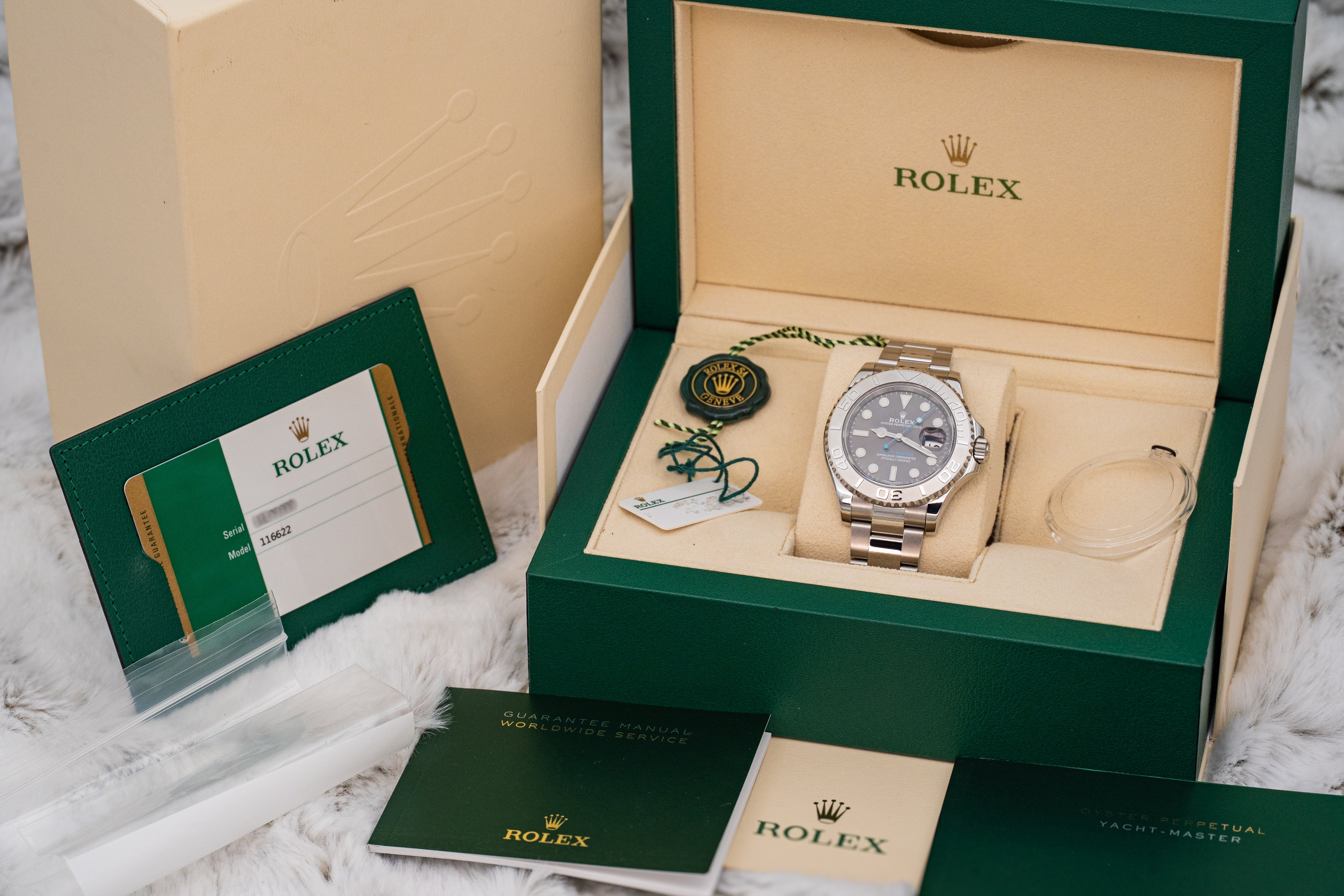 Rolex Yacht-Master 40 116622 Grey Rhodium Dial Platinum Bezel Steel B+P