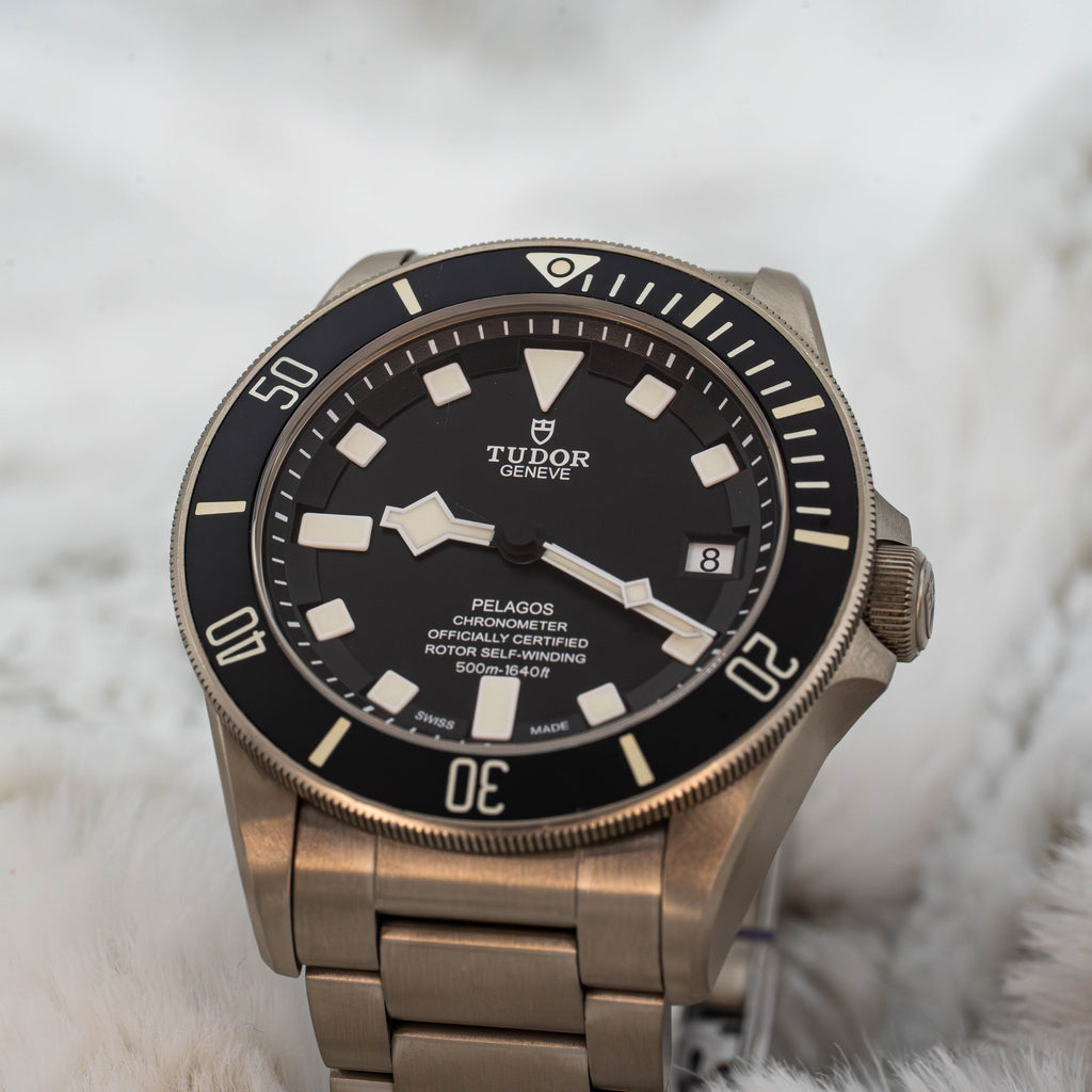 Tudor Pelagos 25600TN Titanium Black Dial on Bracelet w Extra Strap B+P