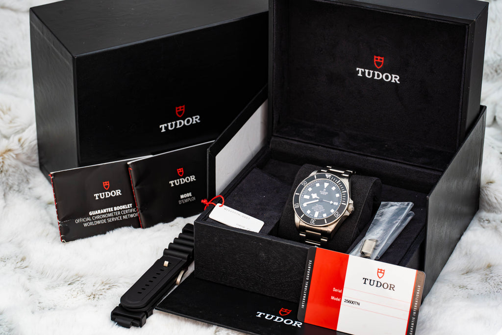 Tudor Pelagos 25600TN Titanium Black Dial on Bracelet w Extra Strap B+P