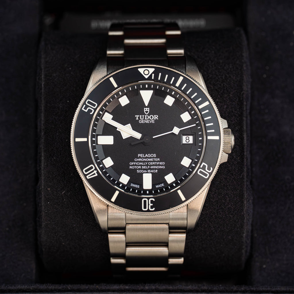 Tudor Pelagos 25600TN Titanium Black Dial on Bracelet w Extra Strap B+P