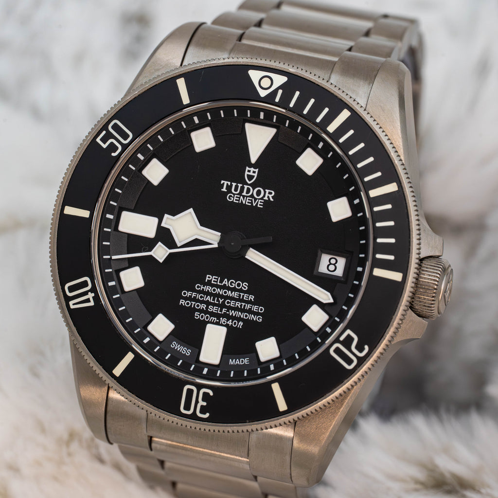 Tudor Pelagos 25600TN Titanium Black Dial on Bracelet w Extra Strap B+P