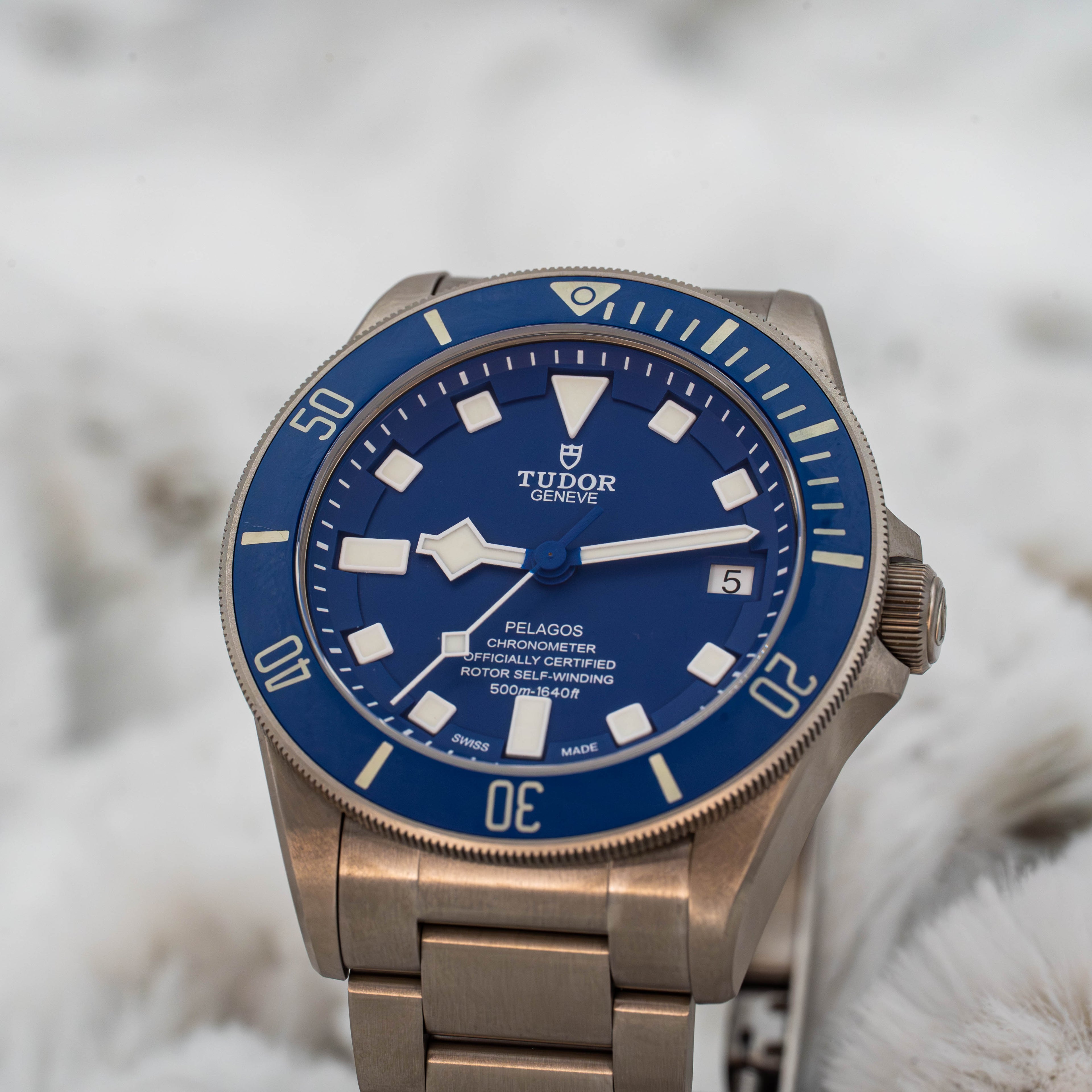 Tudor Pelagos 25600TB 42mm Titanium Blue Dial on Bracelet w Extra Strap B+P