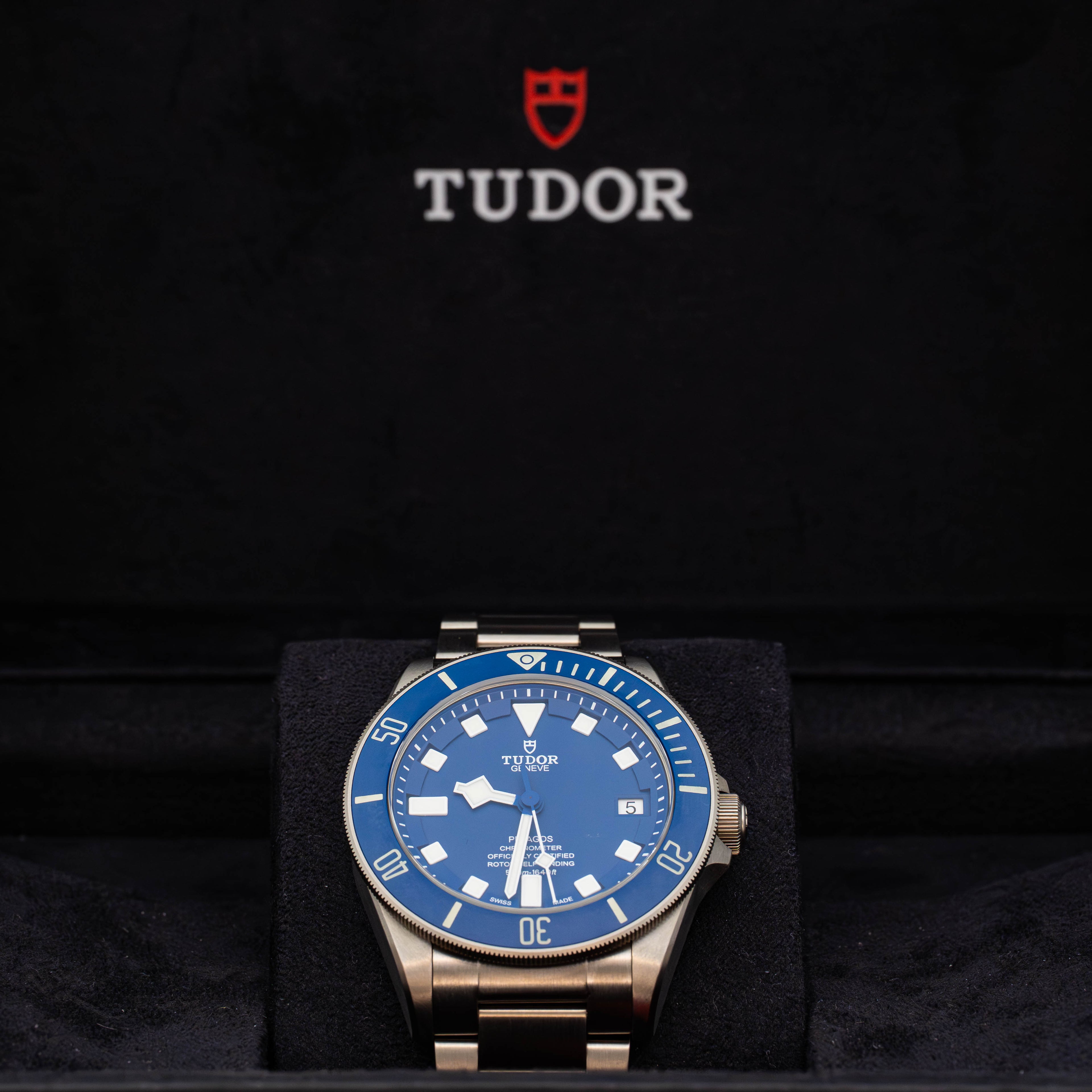 Tudor Pelagos 25600TB 42mm Titanium Blue Dial on Bracelet w Extra Strap B+P