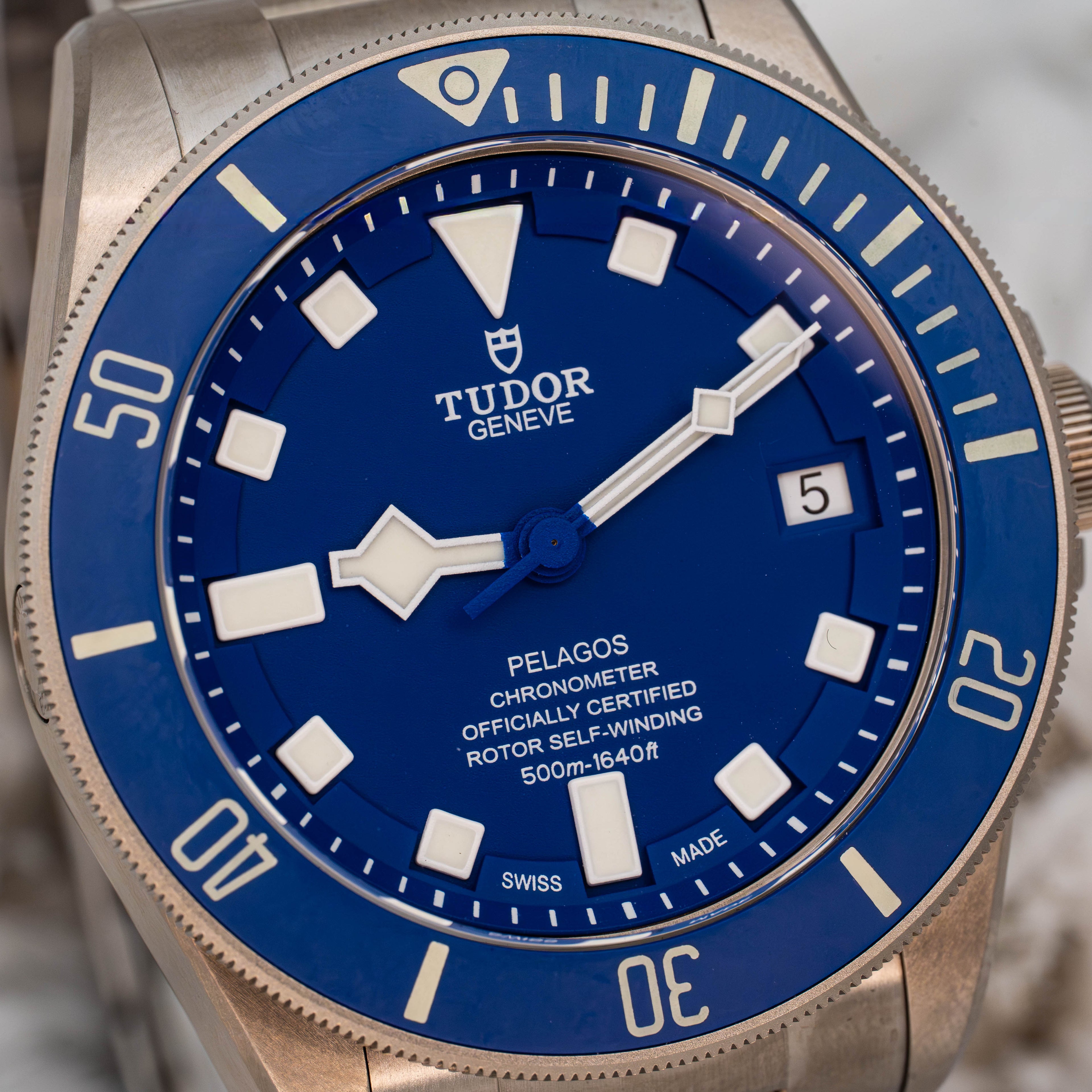 Tudor Pelagos 25600TB 42mm Titanium Blue Dial on Bracelet w Extra Strap B+P