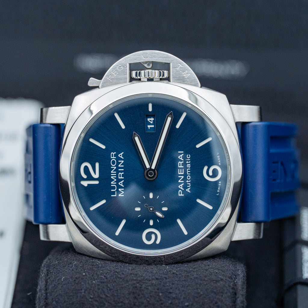 2021 Panerai Luminor Marina PAM01313 Blue Dial on Blue Strap Steel 44mm B+P