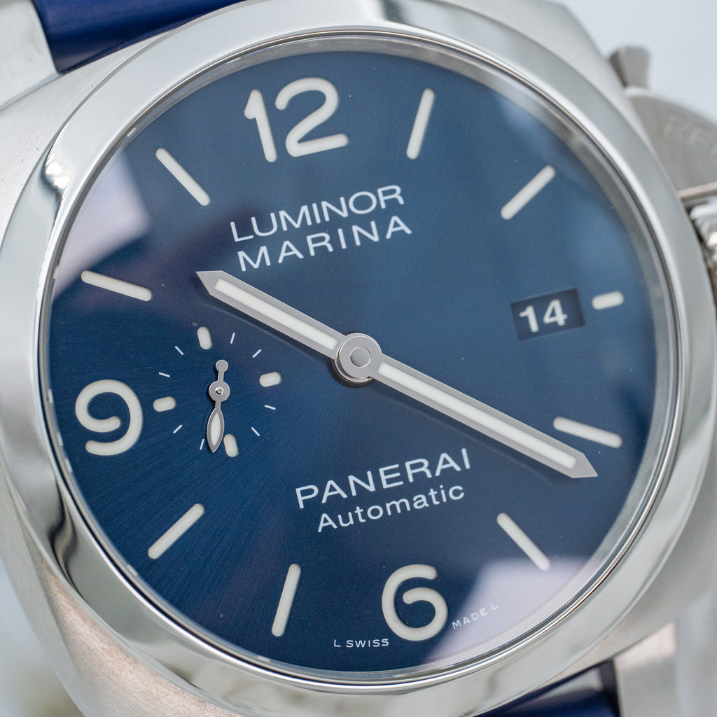 2021 Panerai Luminor Marina PAM01313 Blue Dial on Blue Strap Steel 44mm B+P