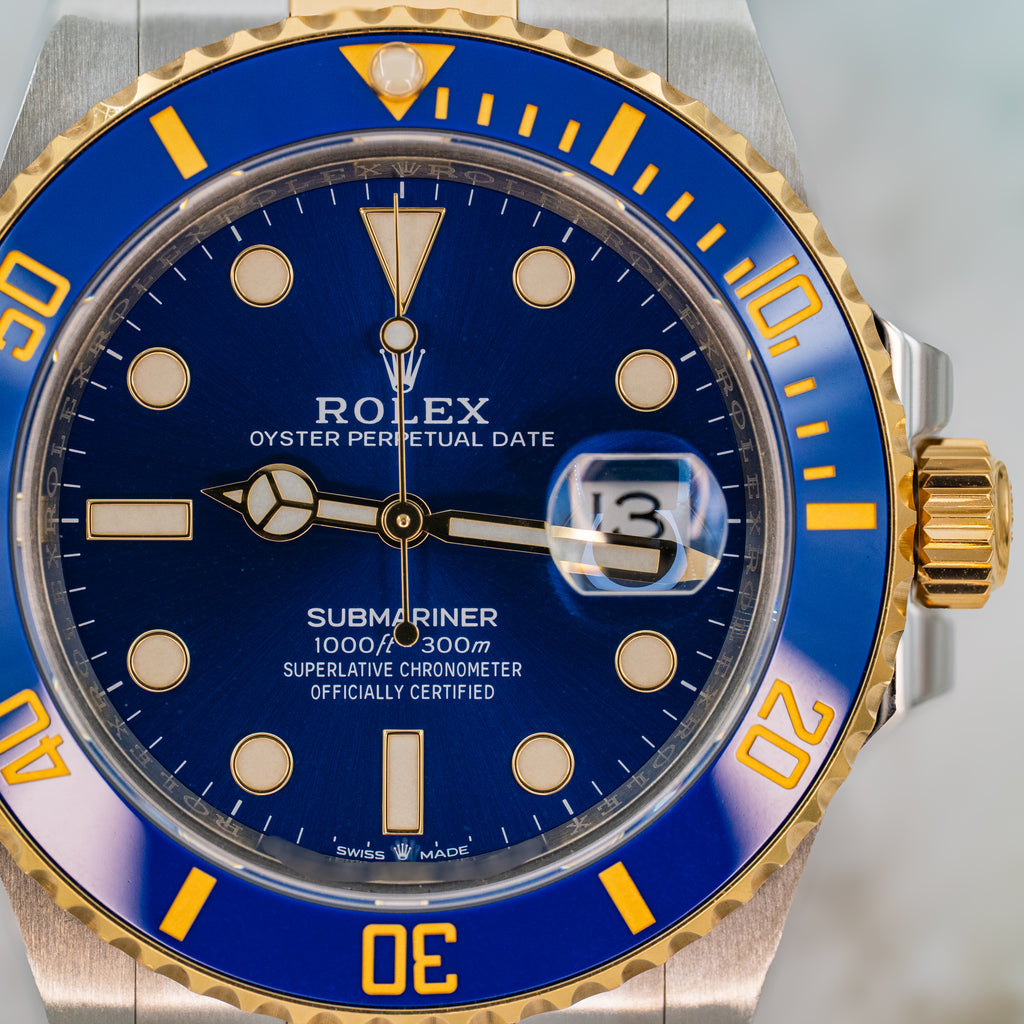 Rolex Submariner Date 126613LB Two Tone 18k Yellow Gold 41 Blue Dial B+P