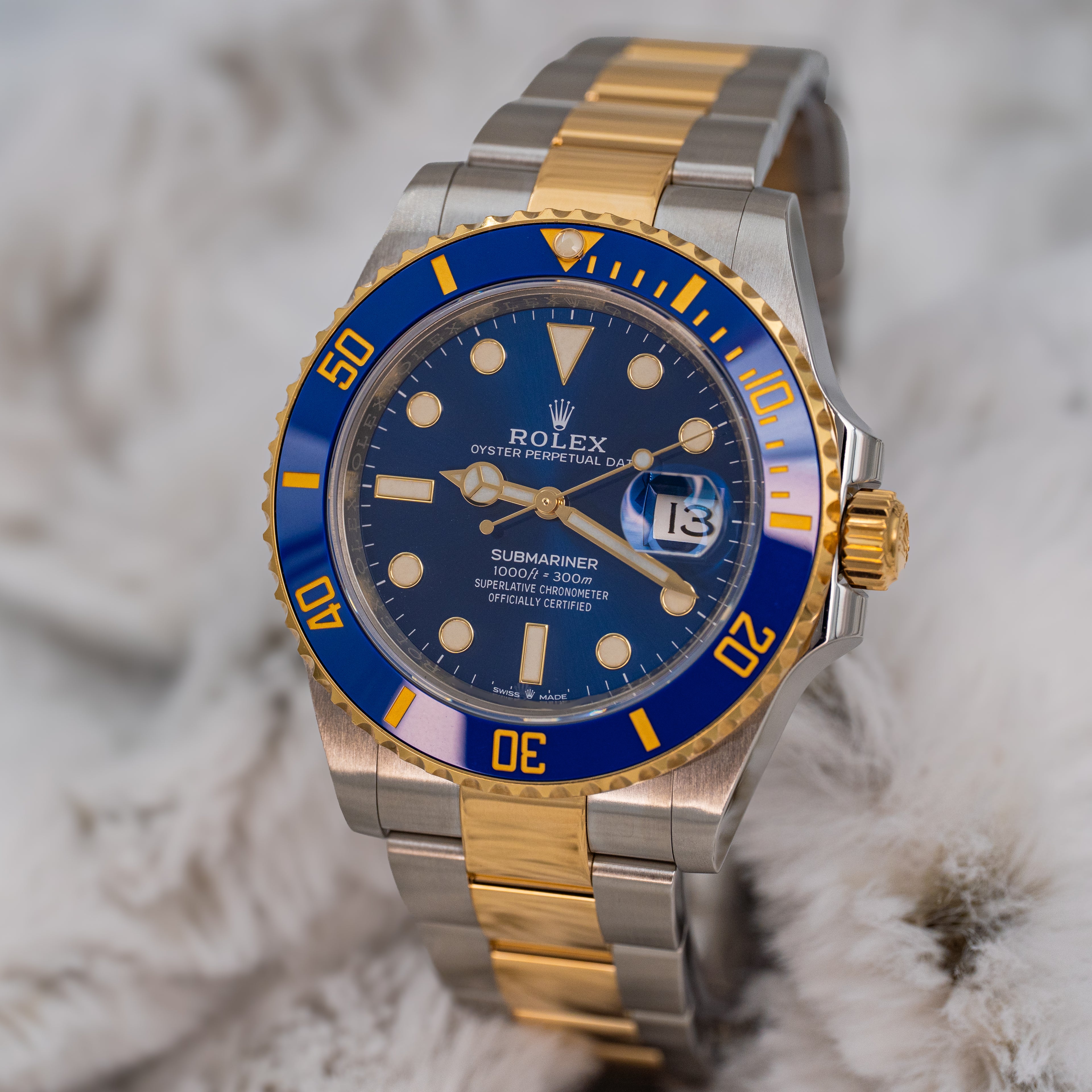 Rolex Submariner Date 126613LB Two Tone 18k Yellow Gold 41 Blue Dial B+P
