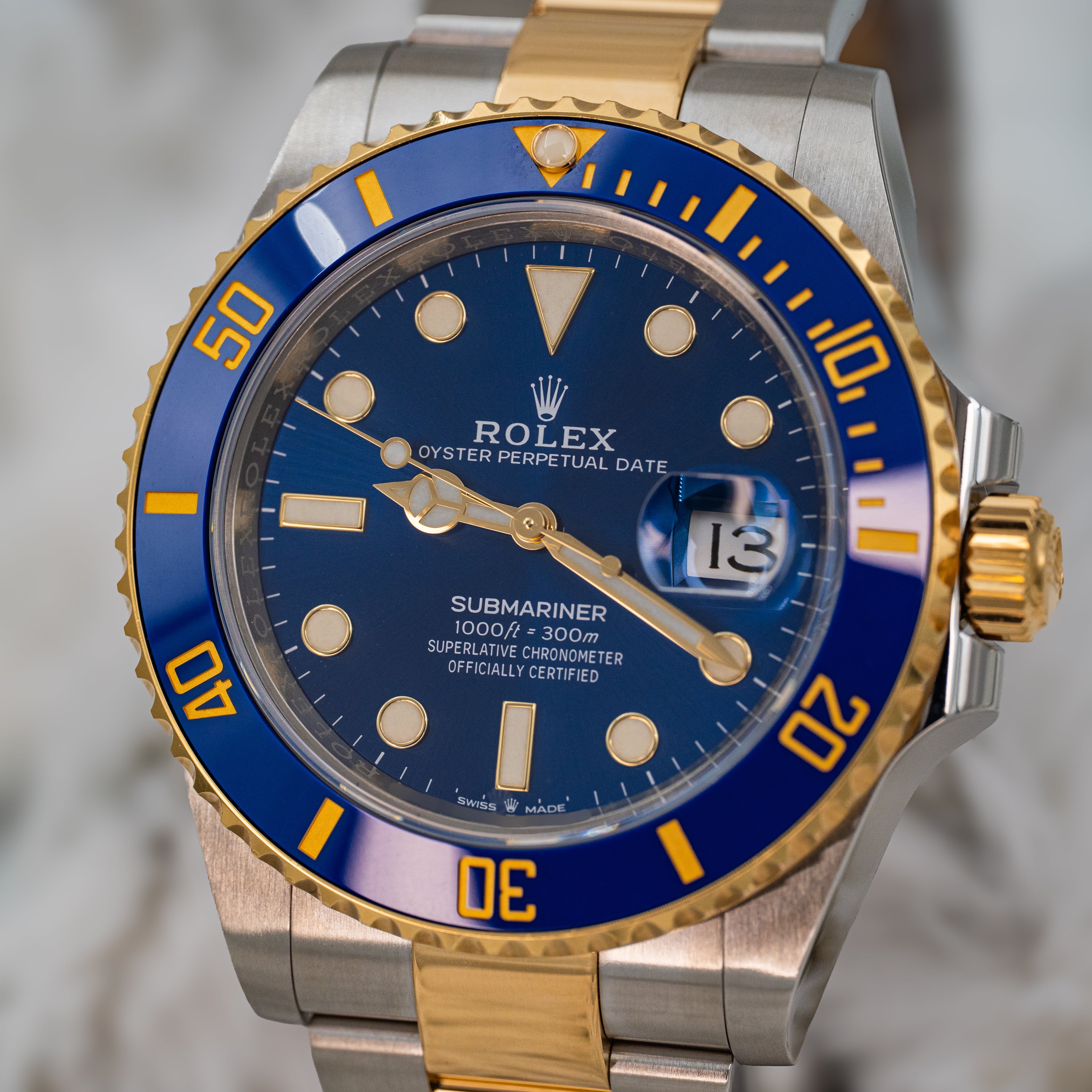 Rolex Submariner Date 126613LB Two Tone 18k Yellow Gold 41 Blue Dial B+P