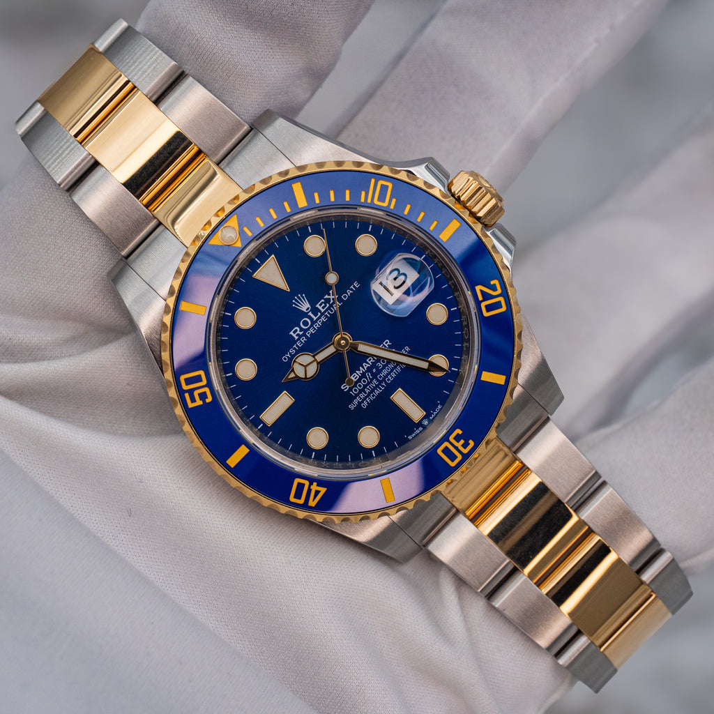 Rolex Submariner Date 126613LB Two Tone 18k Yellow Gold 41 Blue Dial B+P