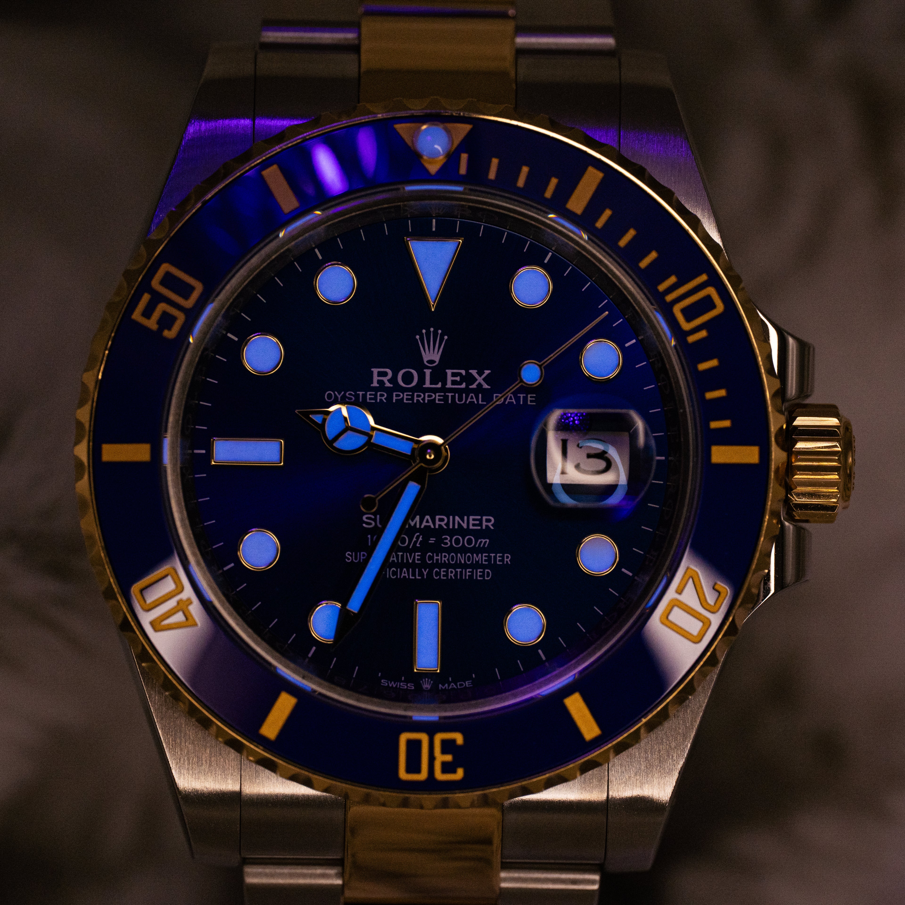 Rolex Submariner Date 126613LB Two Tone 18k Yellow Gold 41 Blue Dial B+P