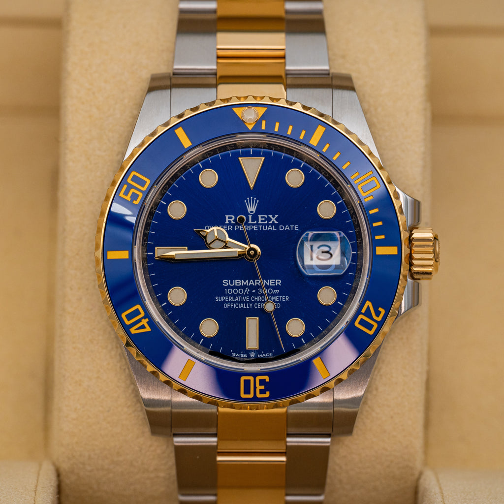 Rolex Submariner Date 126613LB Two Tone 18k Yellow Gold 41 Blue Dial B+P