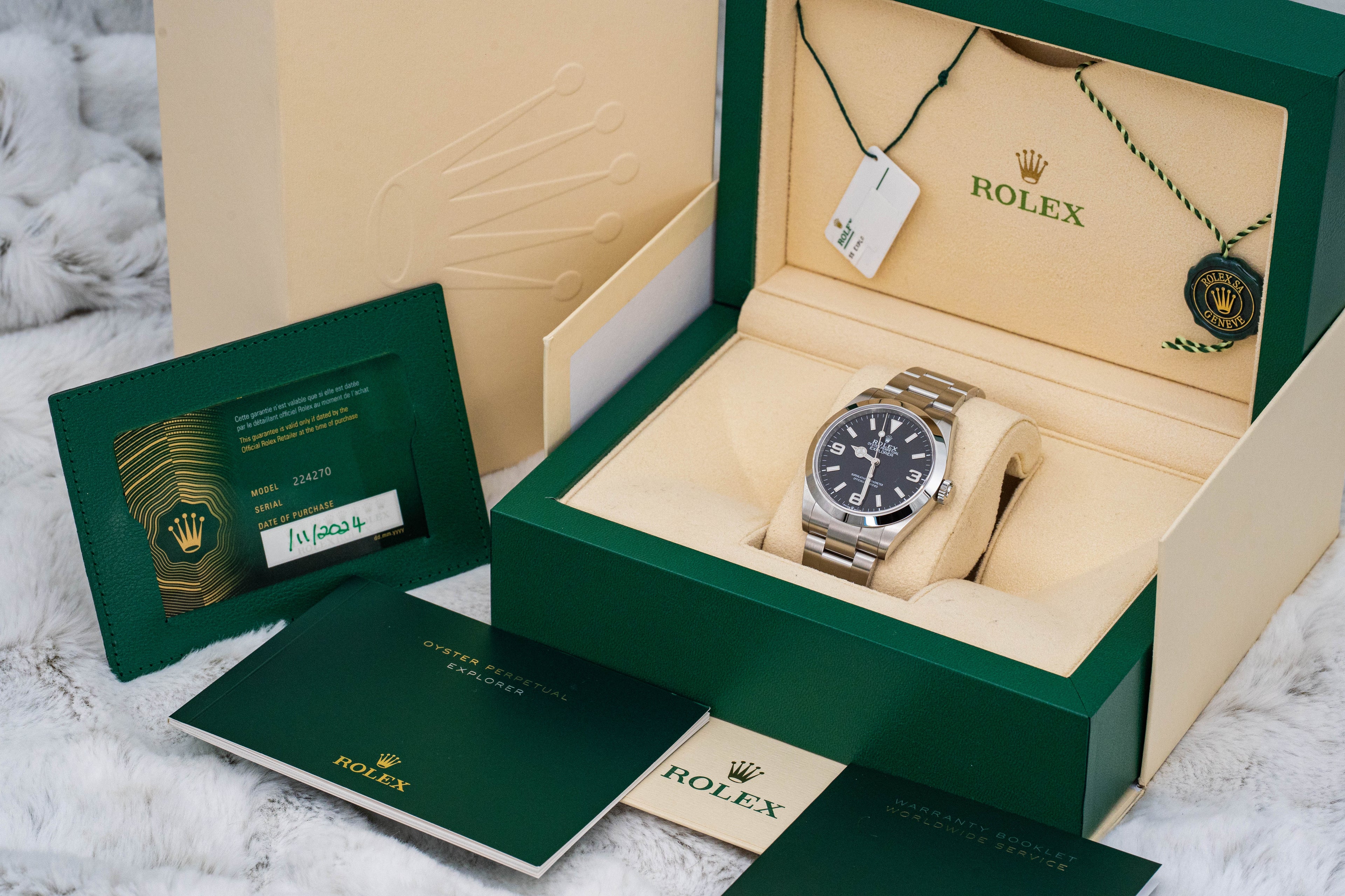 Rolex Explorer 1 224270 Stainless Steel 40mm Black Dial B+P