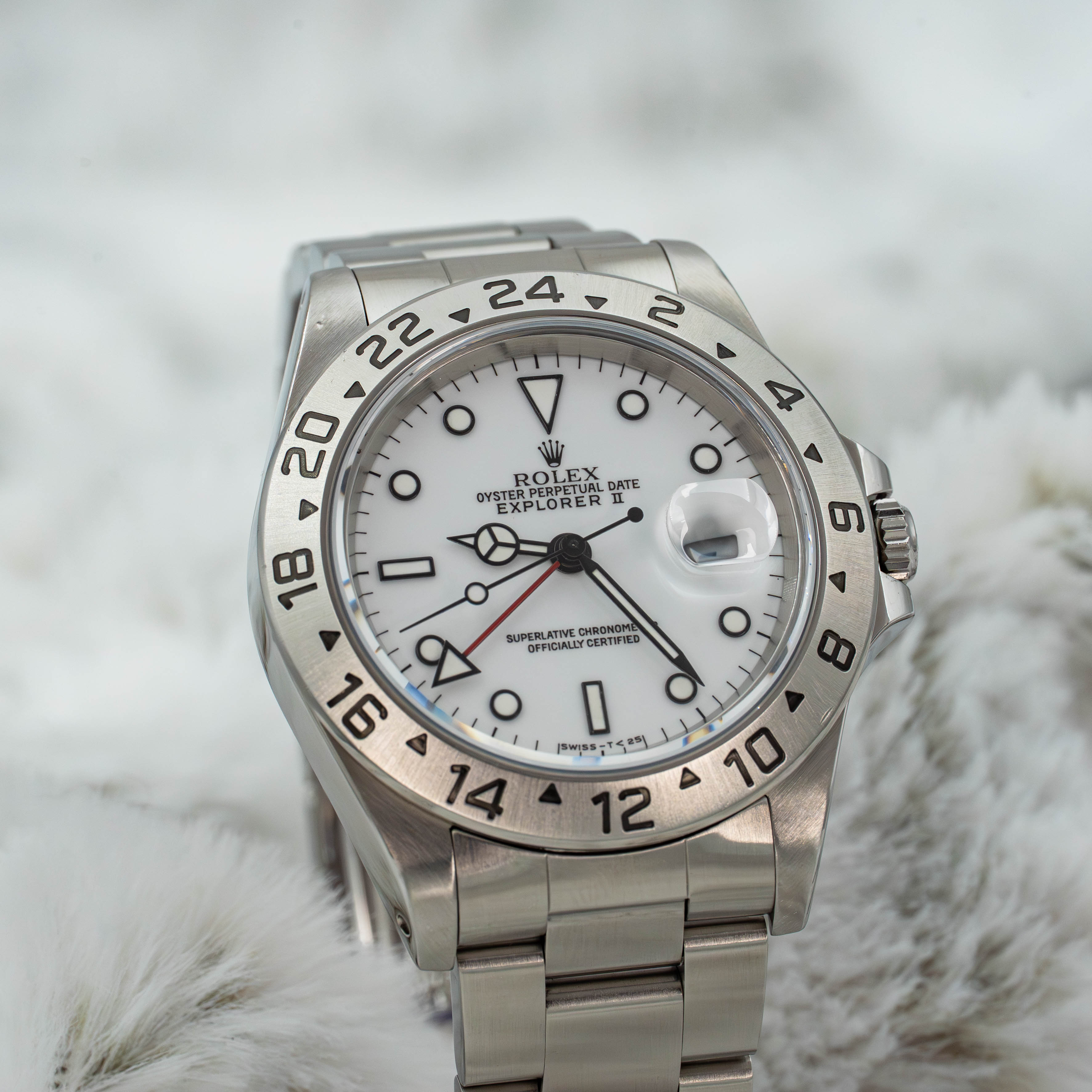 Rolex Explorer II GMT 40mm 16570 White Polar Dial Stainless Steel B+P