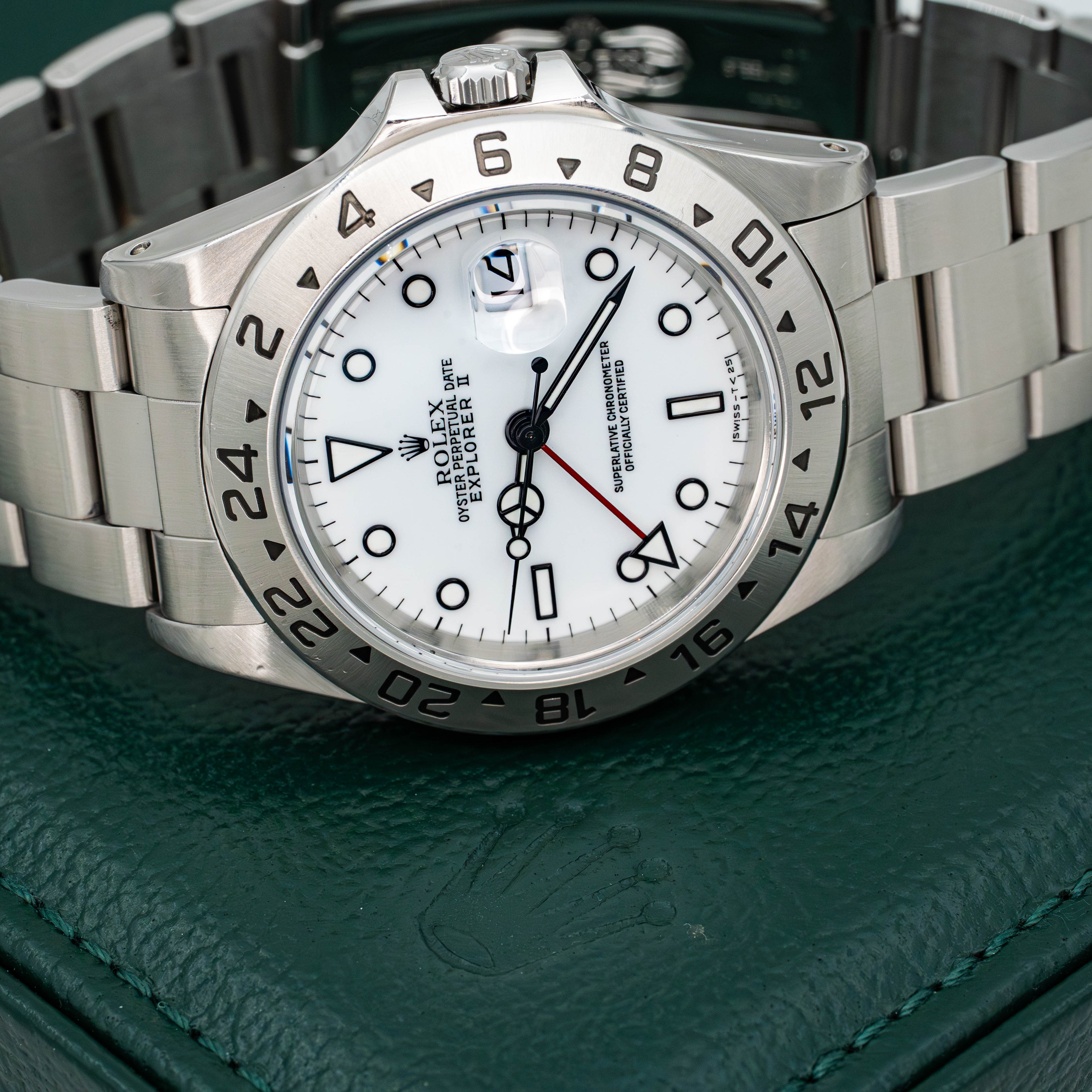 Rolex Explorer II GMT 40mm 16570 White Polar Dial Stainless Steel B+P