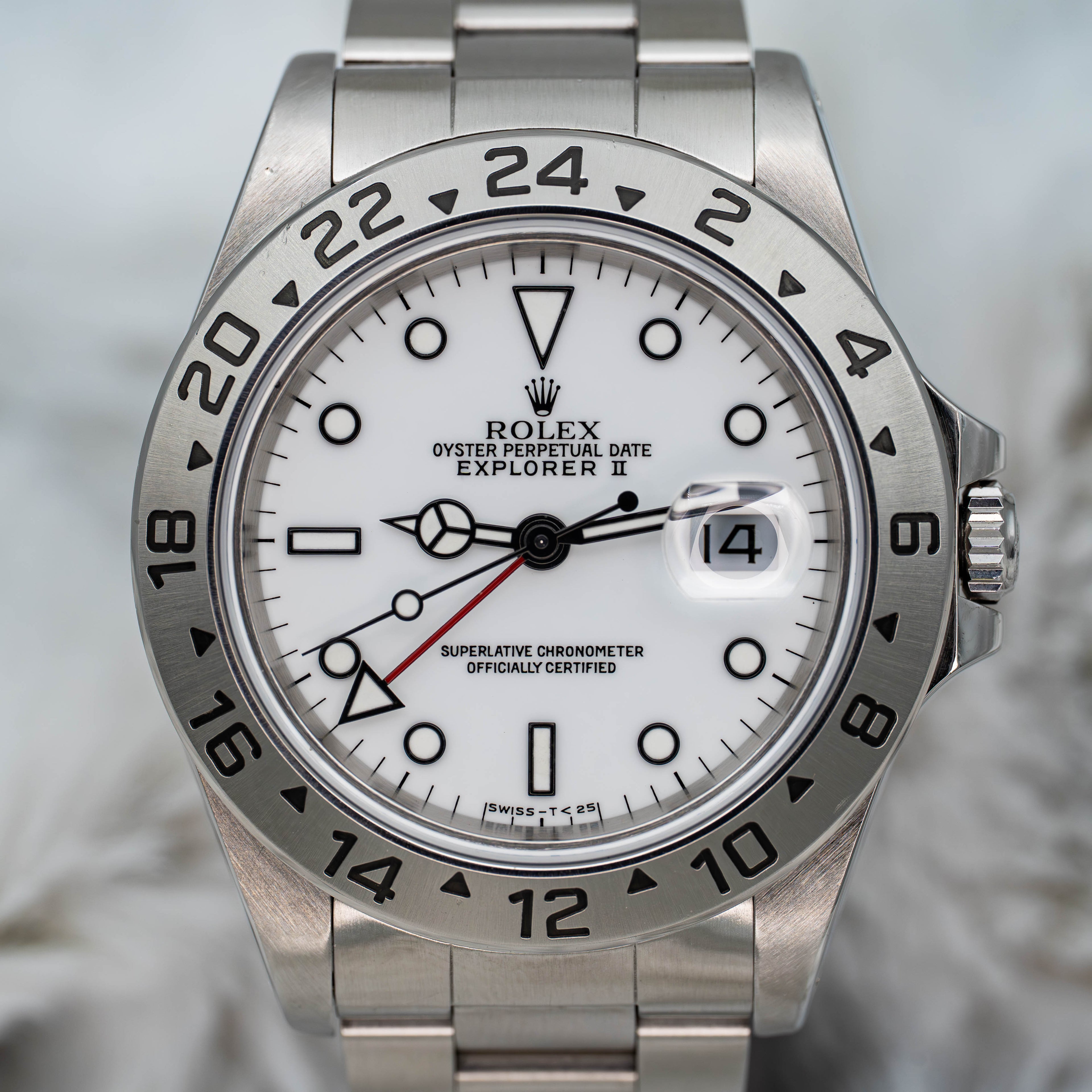 Rolex Explorer II GMT 40mm 16570 White Polar Dial Stainless Steel B+P