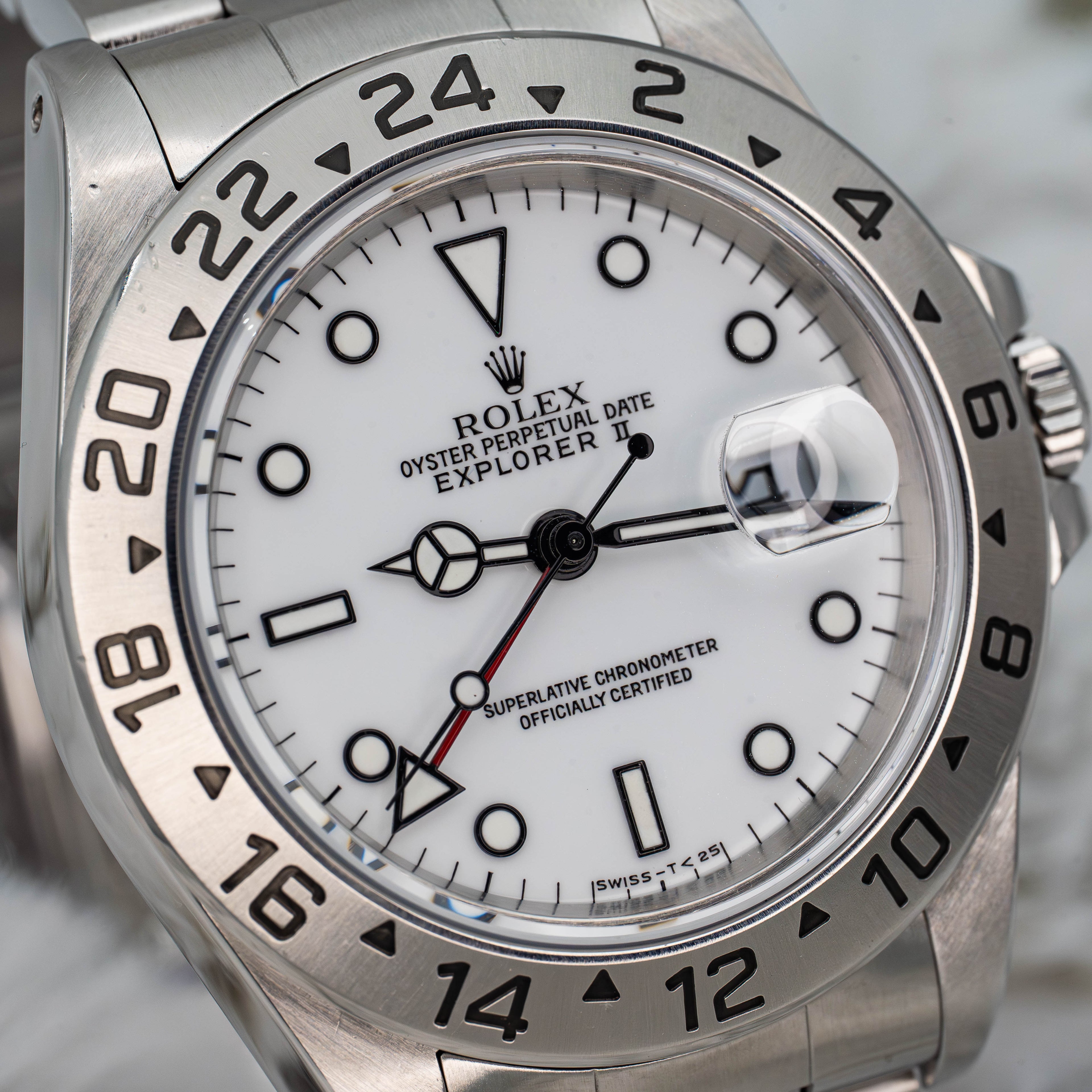 Rolex Explorer II GMT 40mm 16570 White Polar Dial Stainless Steel B+P