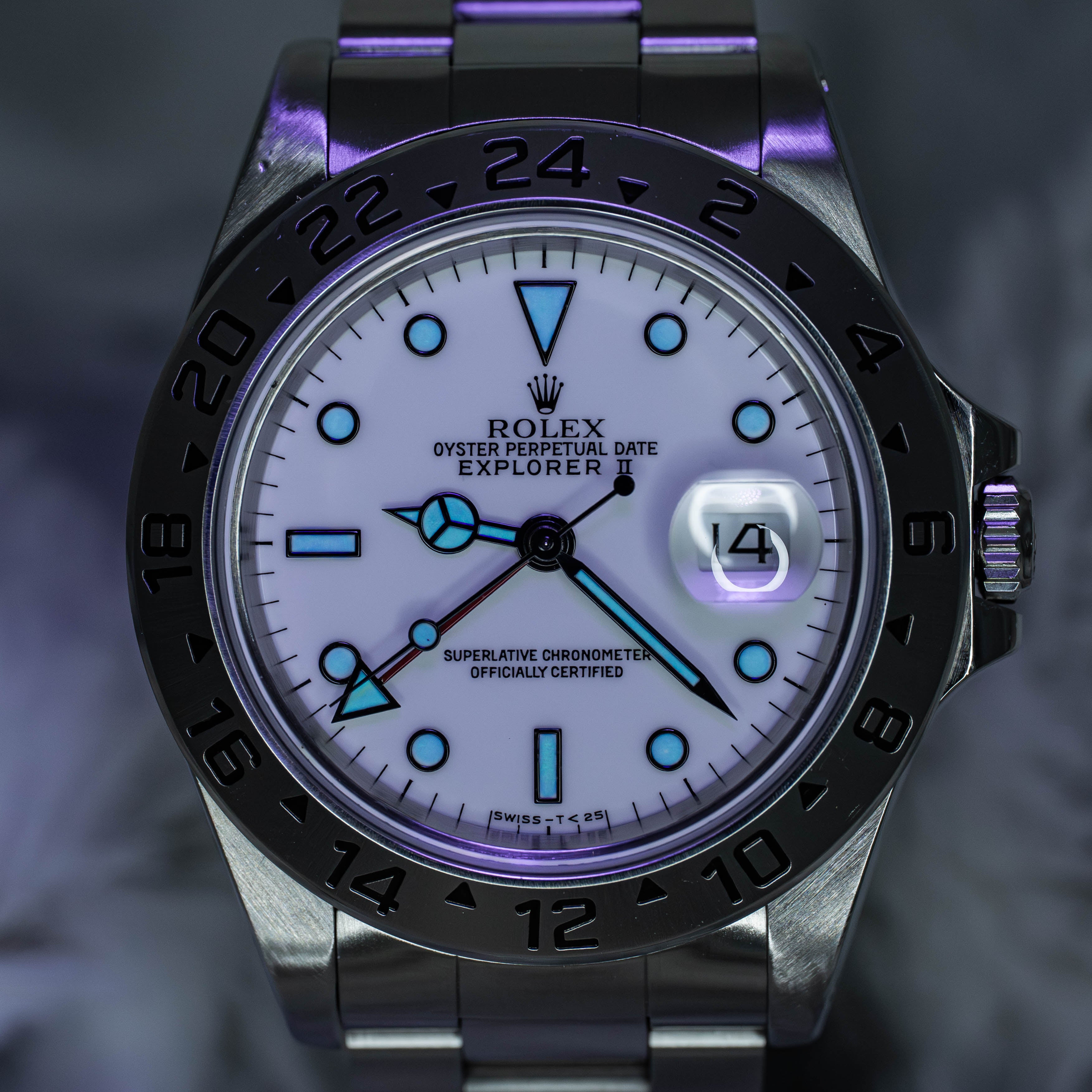 Rolex Explorer II GMT 40mm 16570 White Polar Dial Stainless Steel B+P