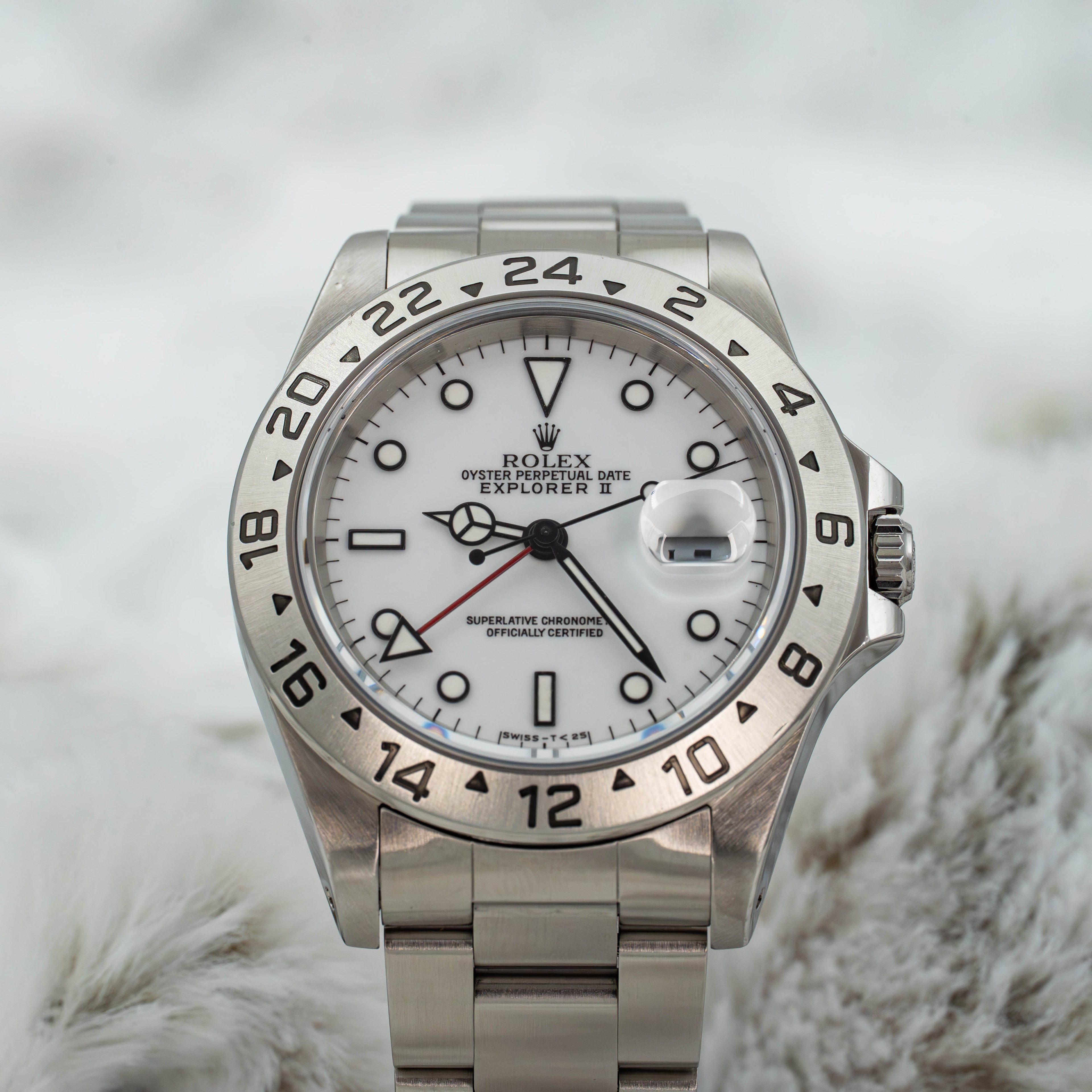 Rolex Explorer II GMT 40mm 16570 White Polar Dial Stainless Steel B+P
