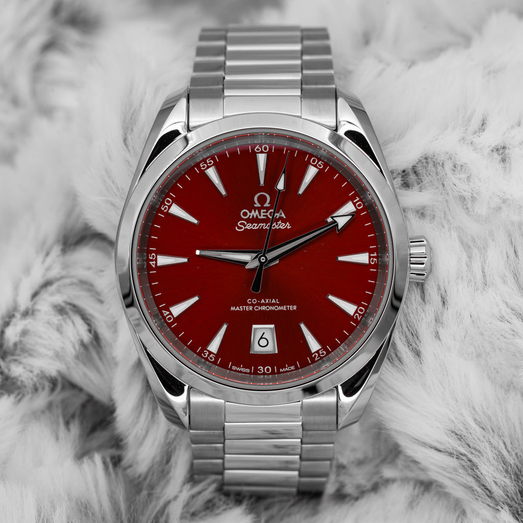 2024 Omega Seamaster Aqua Terra 38 Red Dial on Bracelet 220.10.38.20.13.003 B+P