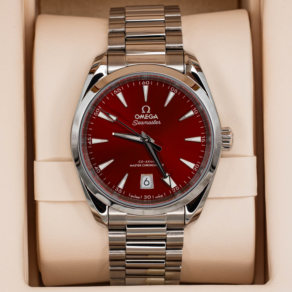 2024 Omega Seamaster Aqua Terra 38 Red Dial on Bracelet 220.10.38.20.13.003 B+P