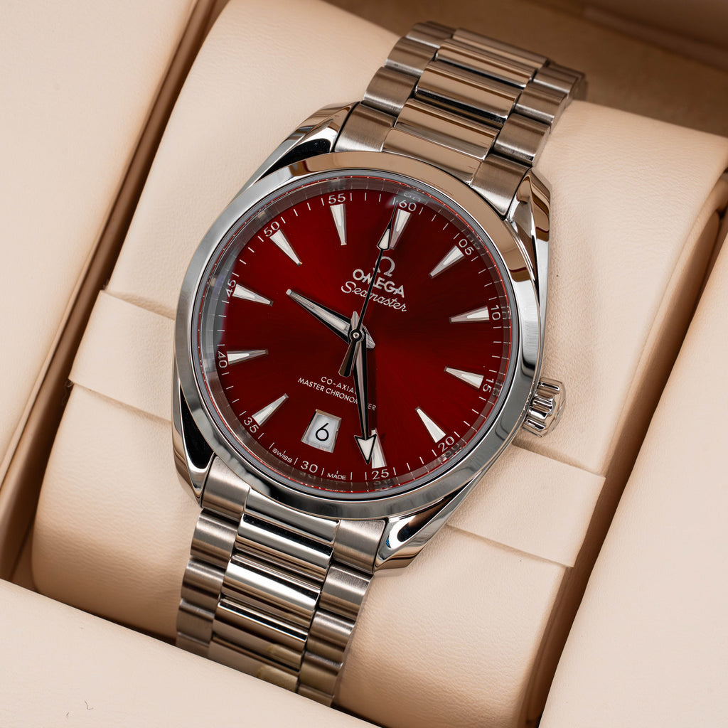 2024 Omega Seamaster Aqua Terra 38 Red Dial on Bracelet 220.10.38.20.13.003 B+P