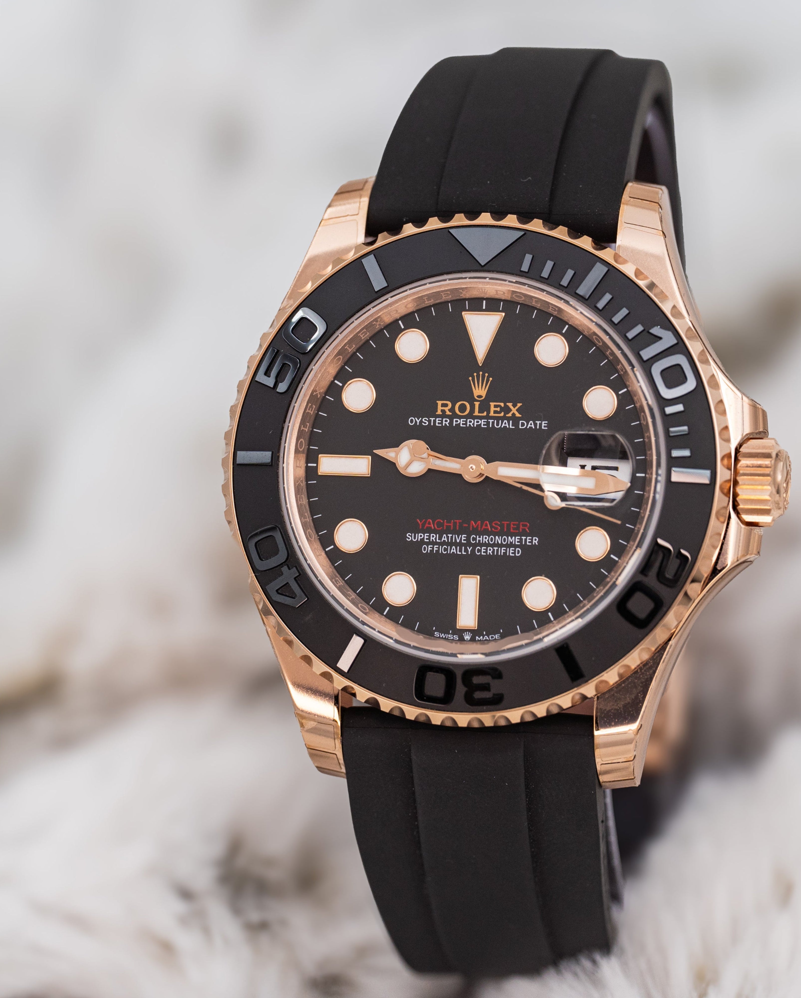 Rolex Yachmaster 40mm 126655 Rose Gold Oysterflex Strap