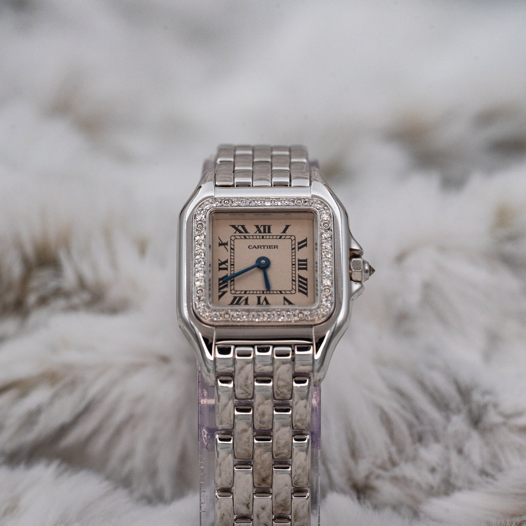 Cartier Panthere 1660 Quartz 18k White Gold Ladies 22mm w Cartier Travel Case