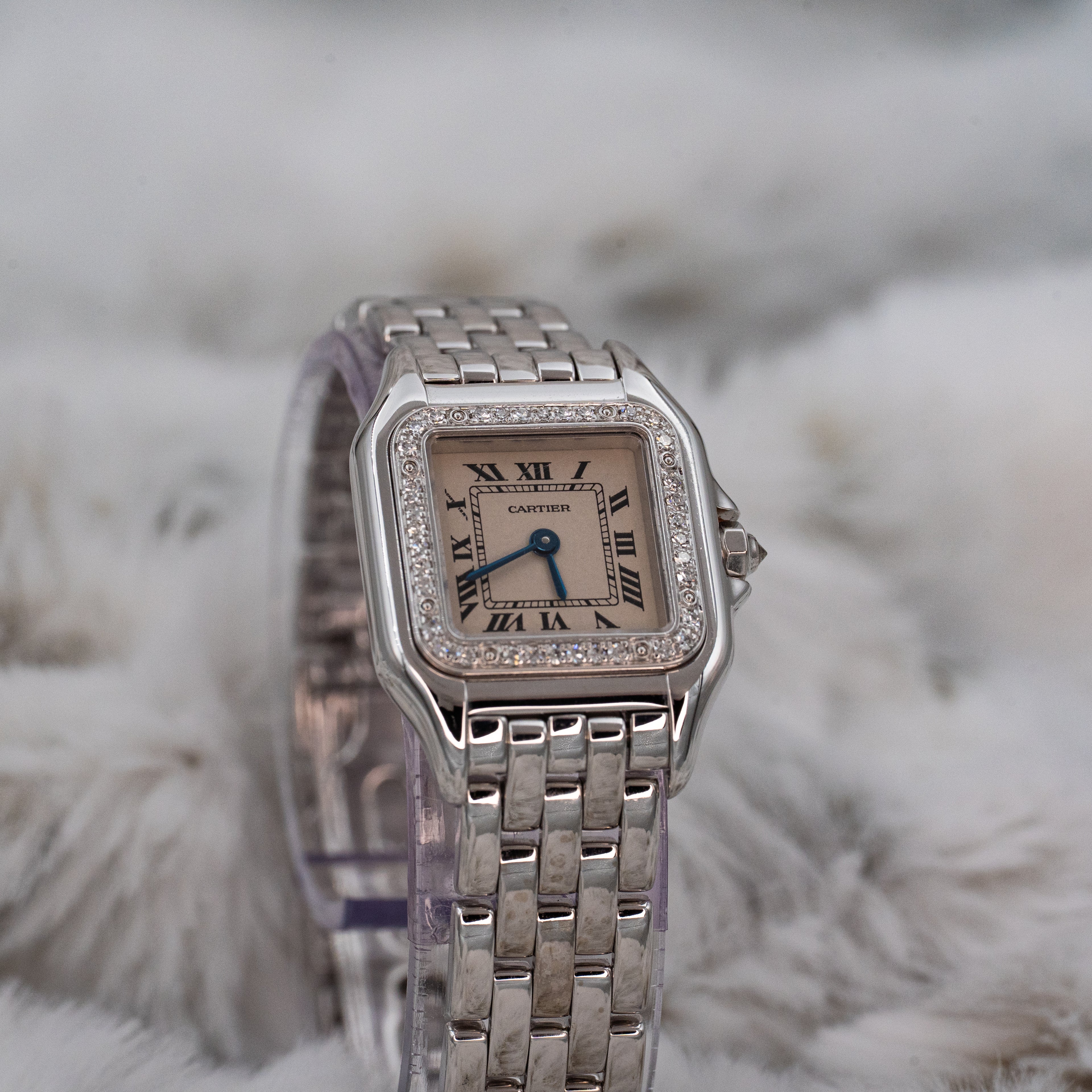 Cartier Panthere 1660 Quartz 18k White Gold Ladies 22mm w Cartier Travel Case