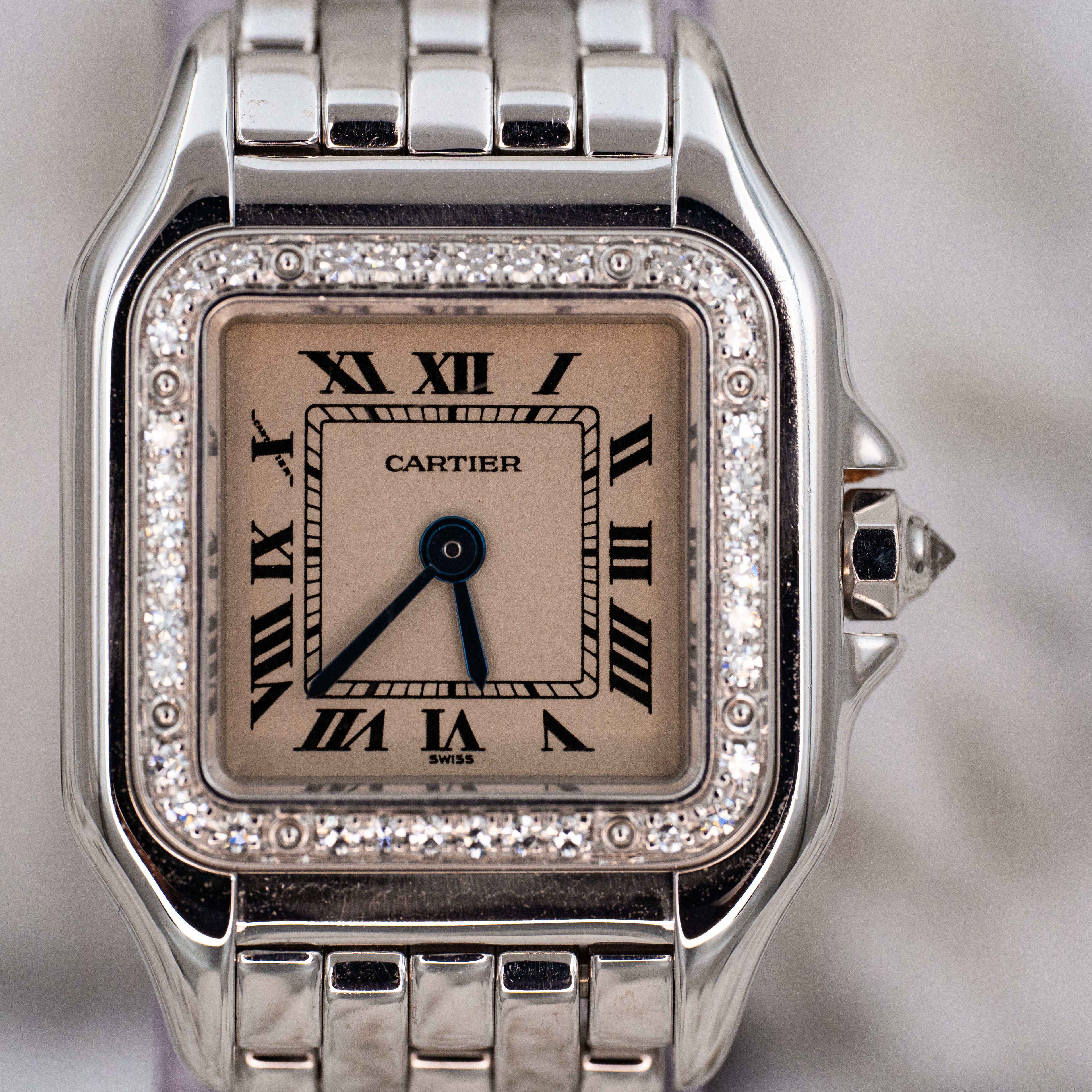 Cartier Panthere 1660 Quartz 18k White Gold Ladies 22mm w Cartier Travel Case