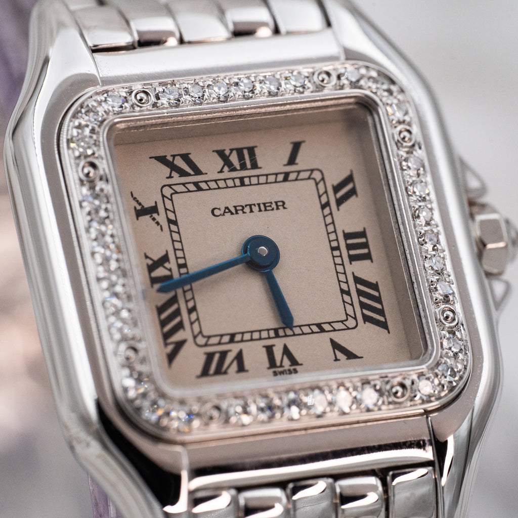 Cartier Panthere 1660 Quartz 18k White Gold Ladies 22mm w Cartier Travel Case