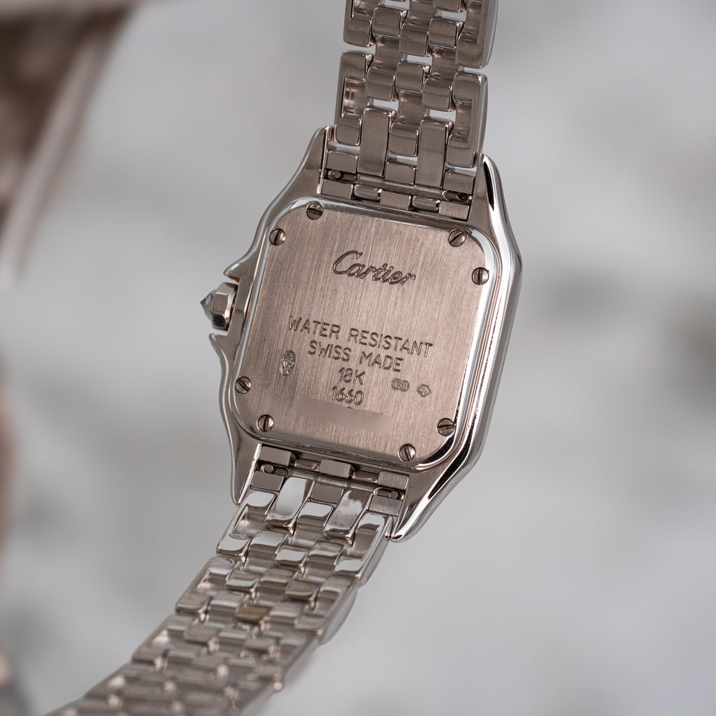 Cartier Panthere 1660 Quartz 18k White Gold Ladies 22mm w Cartier Travel Case