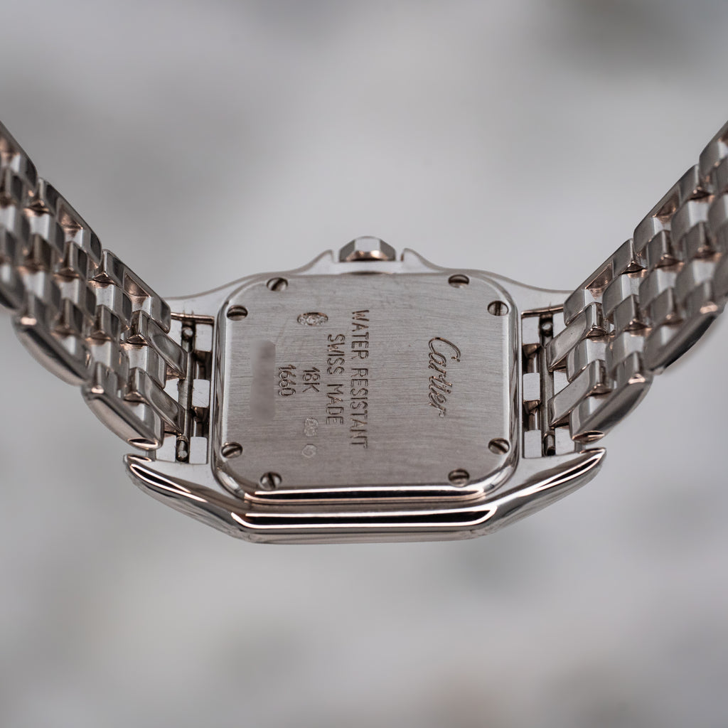 Cartier Panthere 1660 Quartz 18k White Gold Ladies 22mm w Cartier Travel Case